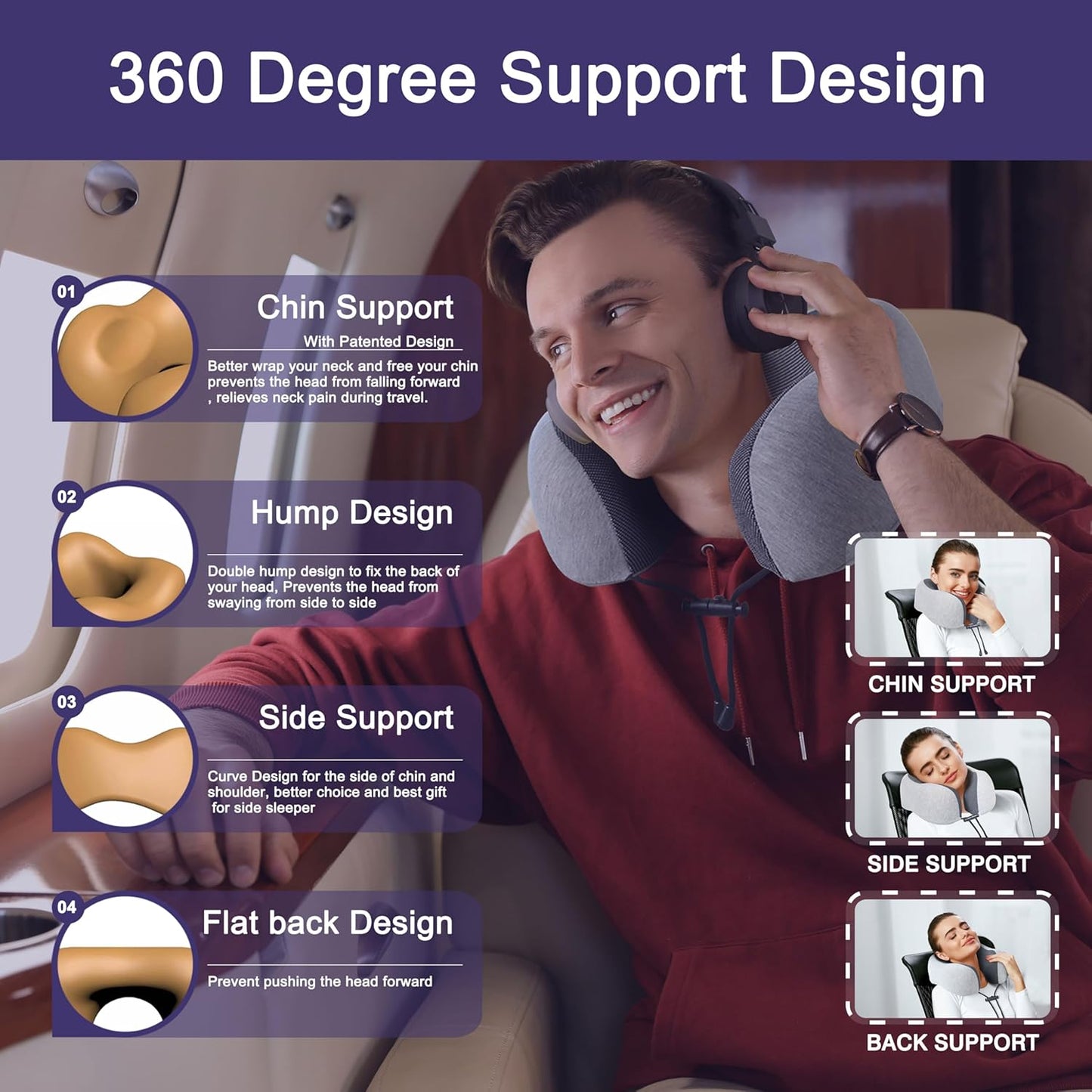 Pack & Go Co. Memory Foam Travel Neck Pillow