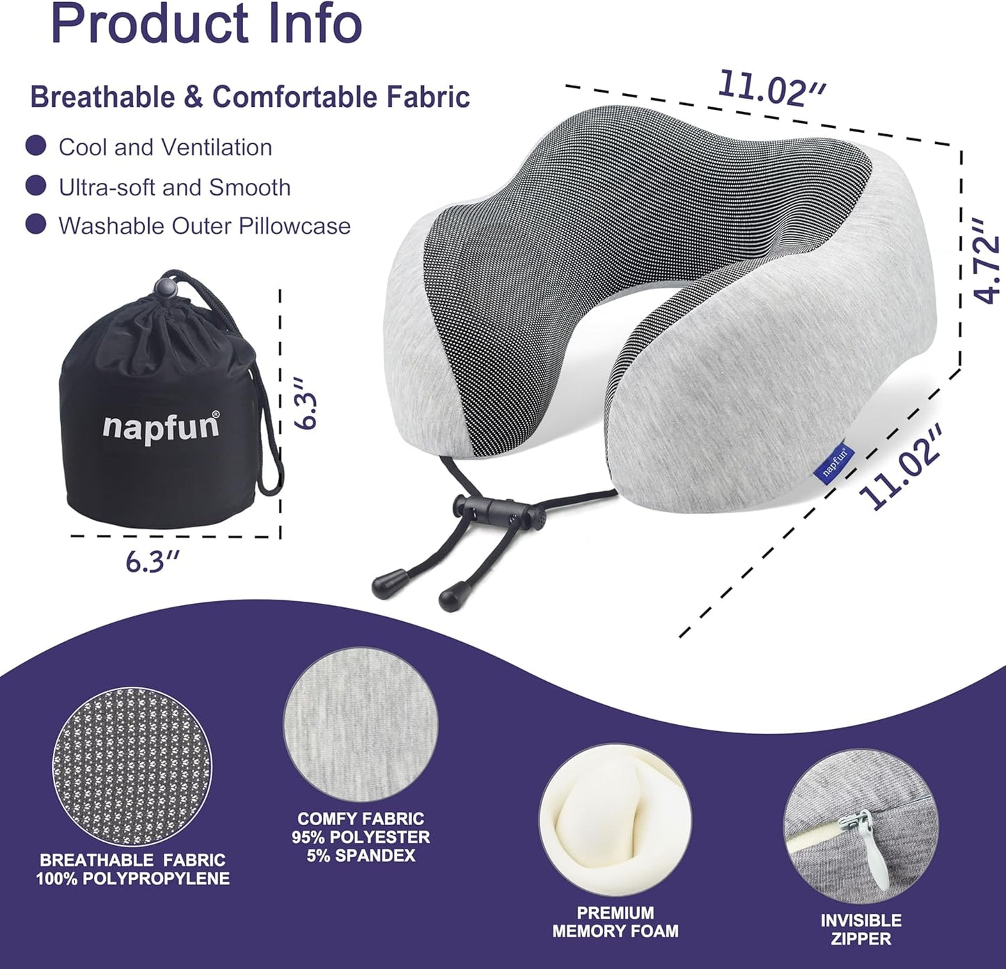 Pack & Go Co. Memory Foam Travel Neck Pillow
